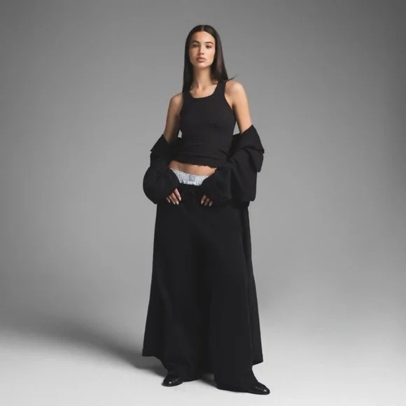 NWT SKIMS Boyfriend Fleece Oversized Trench Coat • Washed Onyx • Women’s S  New - Picture 2 of 15